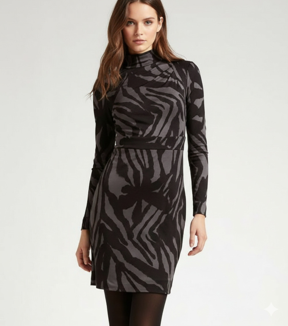 Tory Burch Interlock 100% Silck Mock Neck Dress